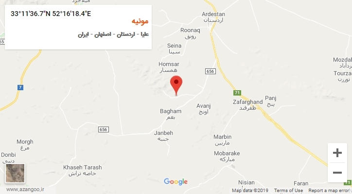 روستای مونیه بر روی نقشه