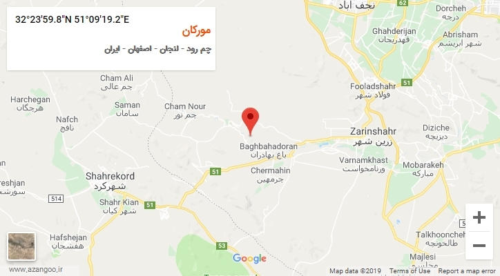 روستای مورکان بر روی نقشه