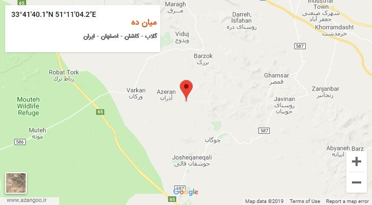 روستای میان ده بر روی نقشه