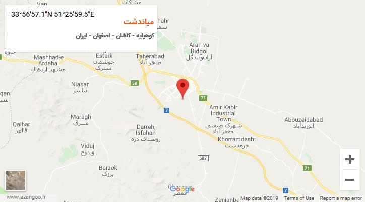 روستای میاندشت بر روی نقشه