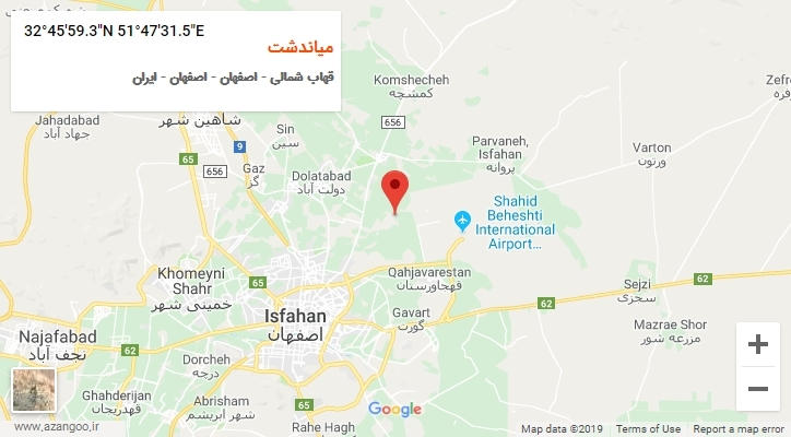 روستای میاندشت بر روی نقشه