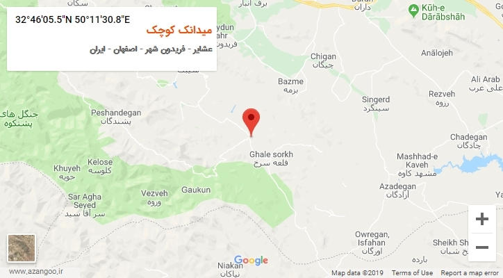 روستای میدانک کوچک بر روی نقشه