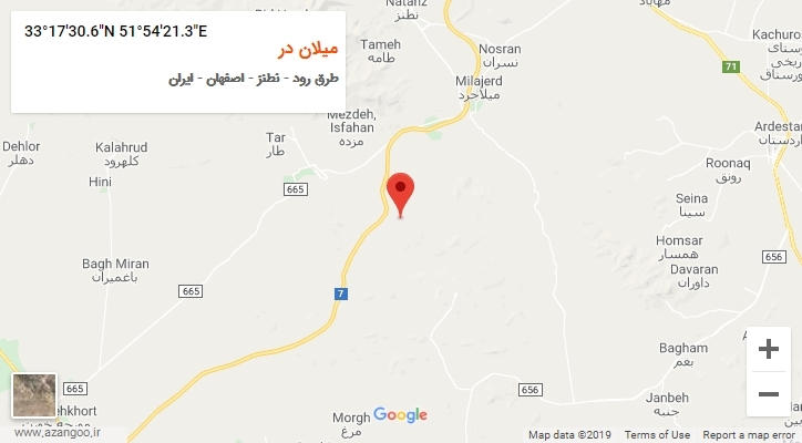 روستای میلان در بر روی نقشه