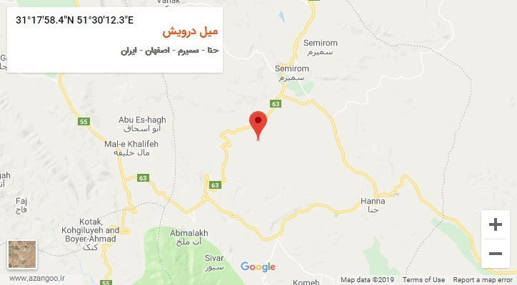 روستای میل درویش بر روی نقشه