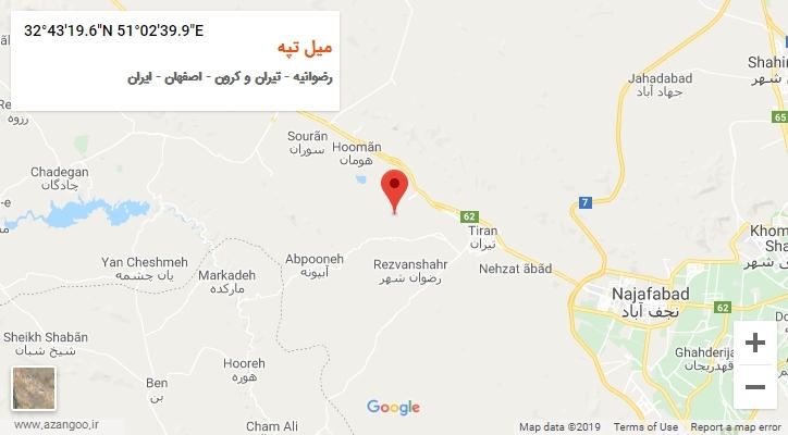 روستای میل تپه بر روی نقشه