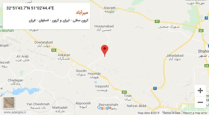 روستای میرآباد بر روی نقشه