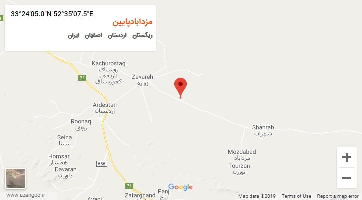 روستای مزدآبادپایین بر روی نقشه