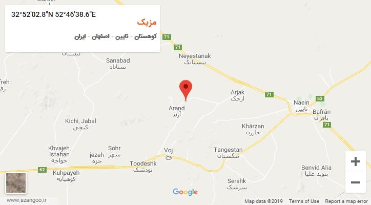 روستای مزیک بر روی نقشه