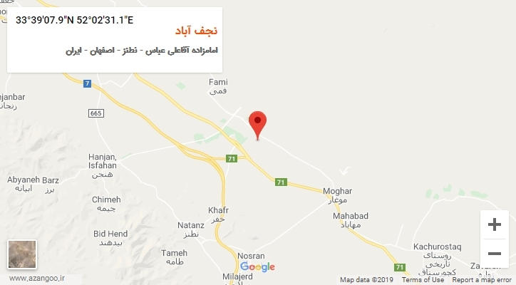 روستای نجف آباد بر روی نقشه