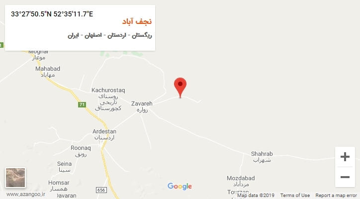 روستای نجف آباد بر روی نقشه