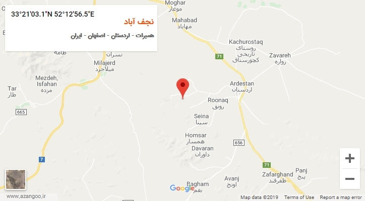 روستای نجف آباد بر روی نقشه