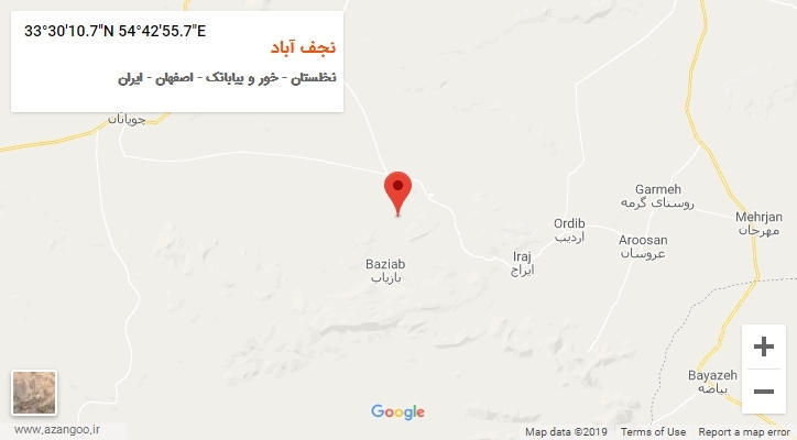 روستای نجف آباد بر روی نقشه