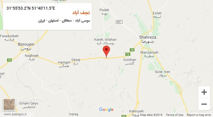 روستای نجف آباد بر روی نقشه