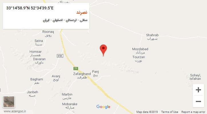 روستای نصرند بر روی نقشه