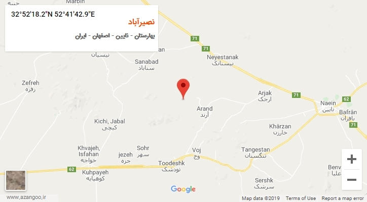 روستای نصیرآباد بر روی نقشه