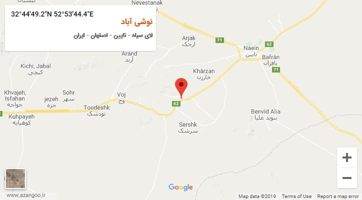 روستای نوشی آباد بر روی نقشه