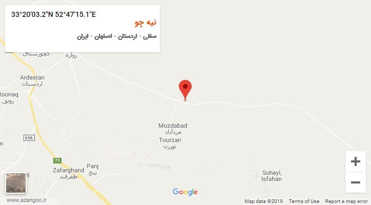 روستای نیه چو بر روی نقشه