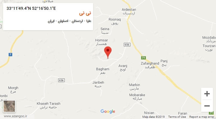 روستای نی نی بر روی نقشه