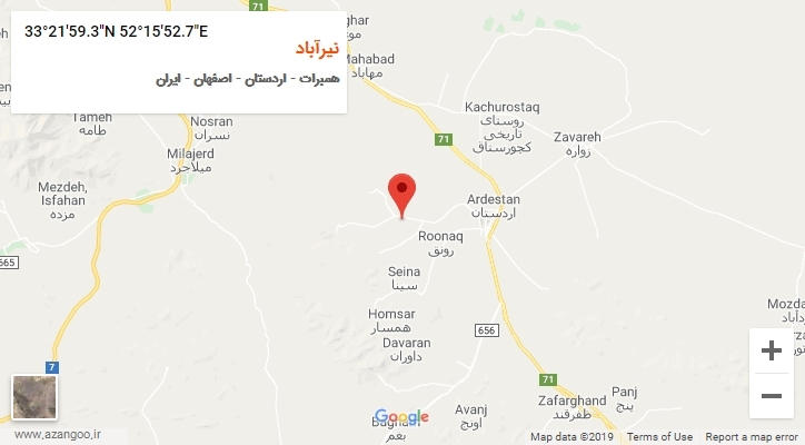 روستای نیرآباد بر روی نقشه
