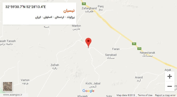 روستای نیسیان بر روی نقشه
