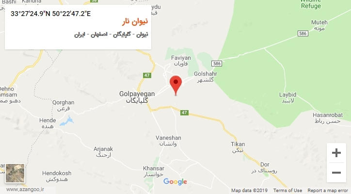 روستای نیوان نار بر روی نقشه