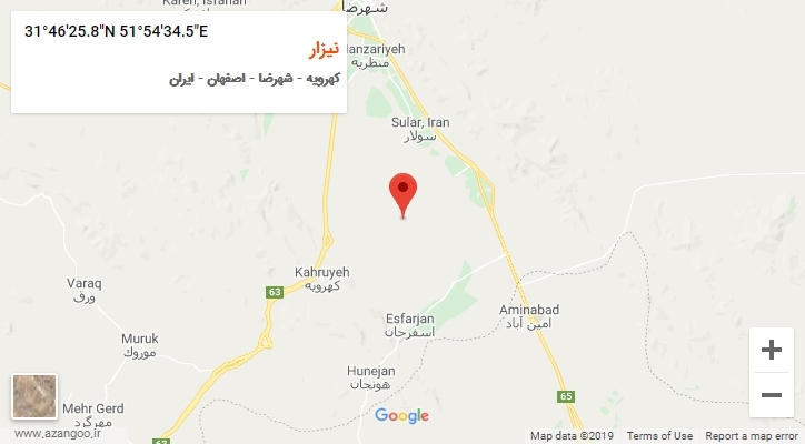 روستای نیزار بر روی نقشه