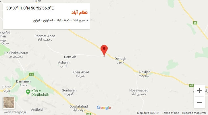 روستای نظام آباد بر روی نقشه