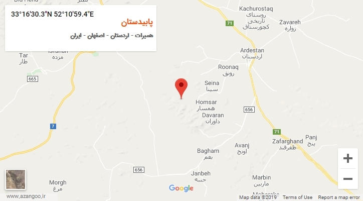 روستای پابیدستان بر روی نقشه