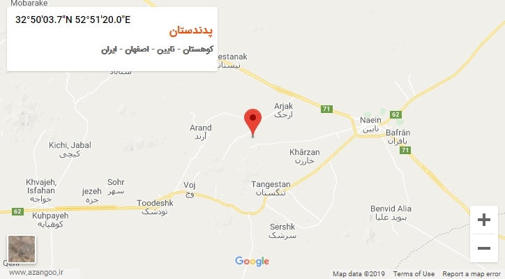 روستای پدندستان بر روی نقشه