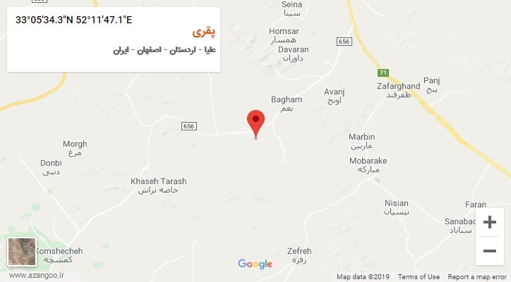 روستای پقری بر روی نقشه