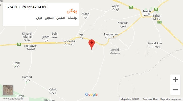 روستای پهنگان بر روی نقشه