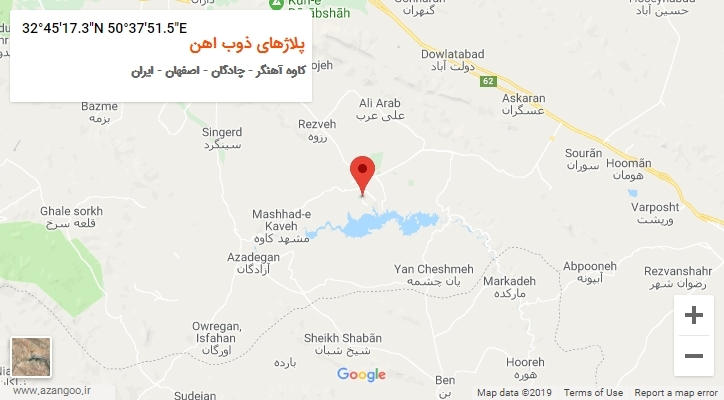 روستای پلاژهای ذوب اهن بر روی نقشه