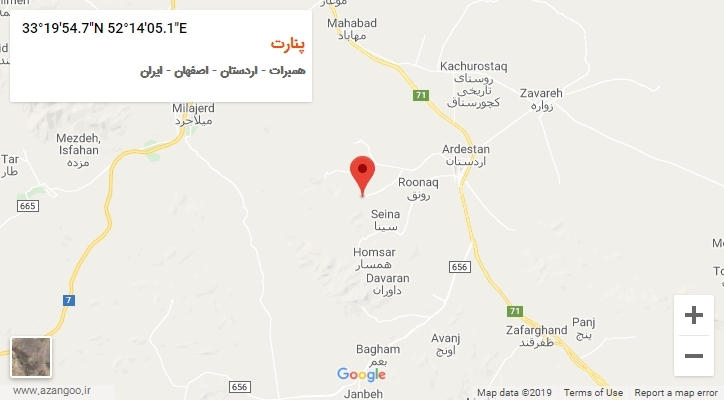 روستای پنارت بر روی نقشه