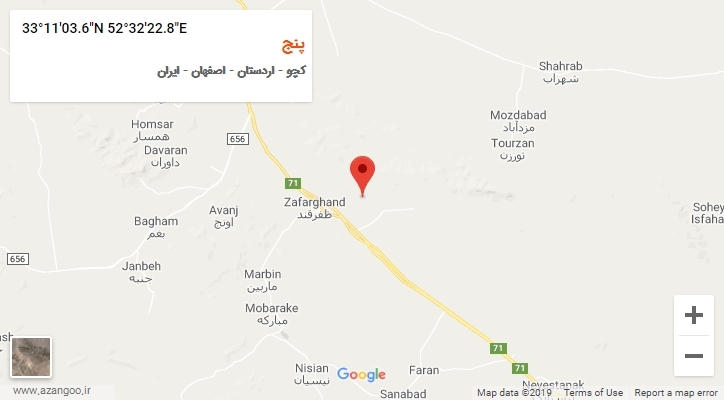 روستای پنج بر روی نقشه