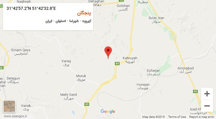 روستای پنجگان بر روی نقشه