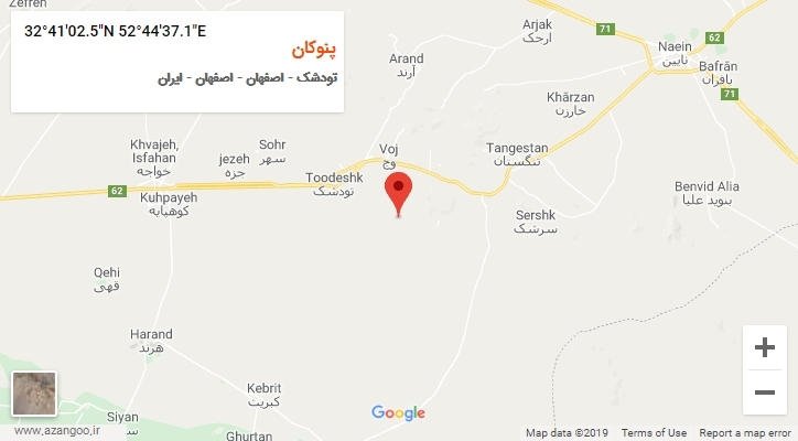روستای پنوکان بر روی نقشه