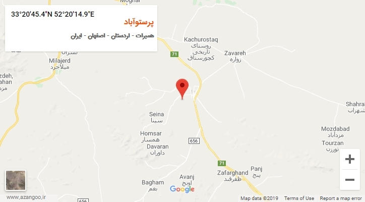 روستای پرستوآباد بر روی نقشه