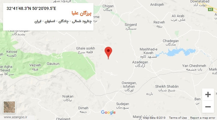 روستای پرزگان علیا بر روی نقشه