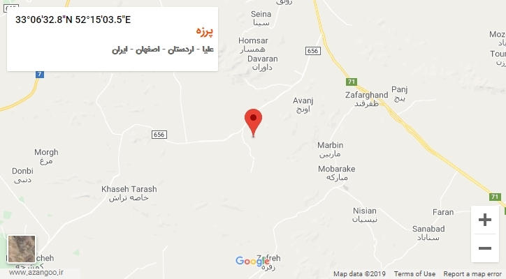 روستای پرزه بر روی نقشه