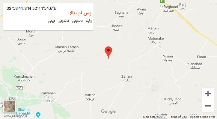 روستای پس آب بالا بر روی نقشه
