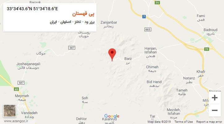 روستای پی قهستان بر روی نقشه
