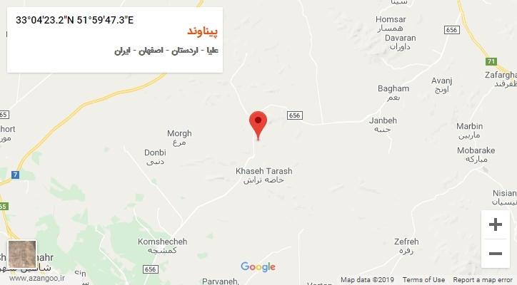 روستای پیناوند بر روی نقشه