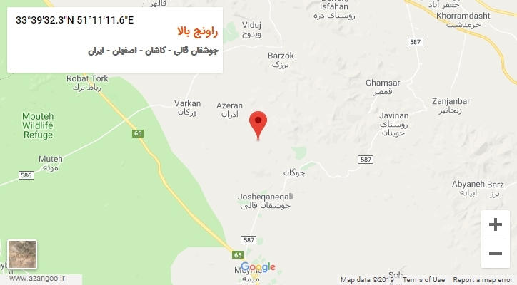 روستای راونج بالا بر روی نقشه