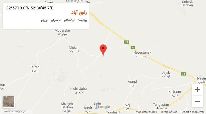 روستای رفیع آباد بر روی نقشه