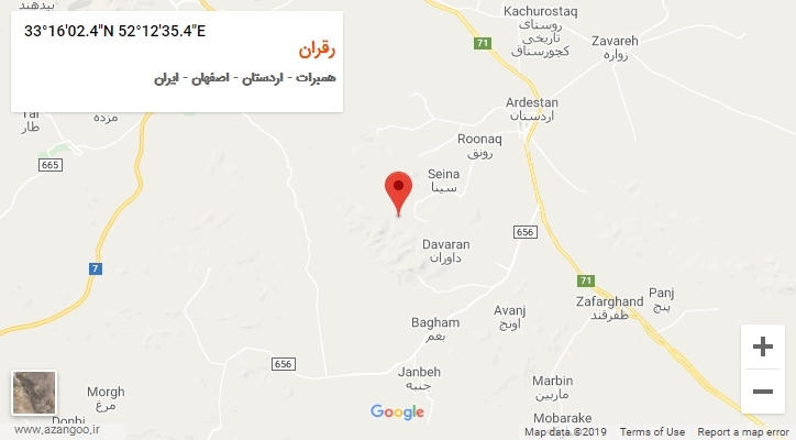 روستای رقران بر روی نقشه