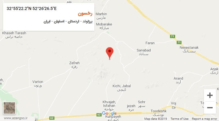 روستای رخسون بر روی نقشه