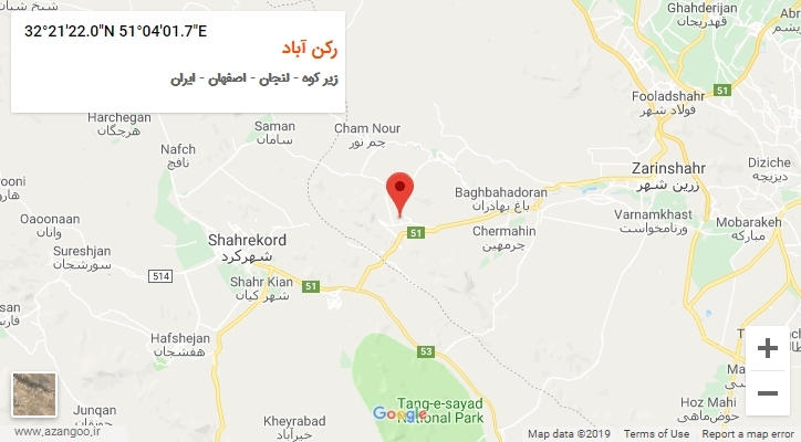 روستای رکن آباد بر روی نقشه