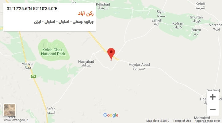 روستای رکن آباد بر روی نقشه