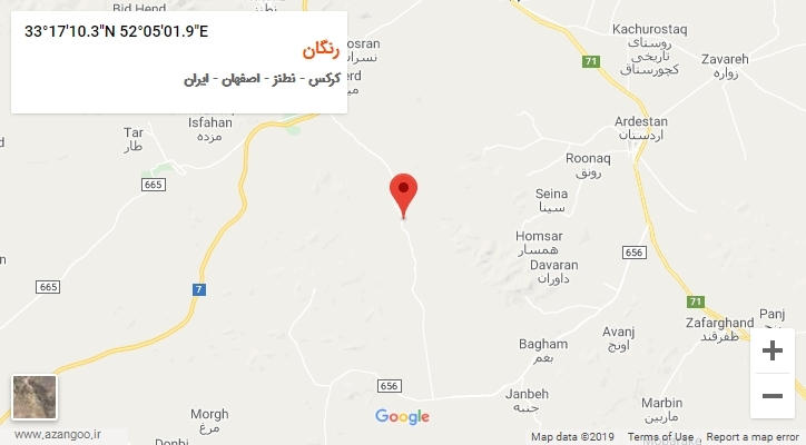 روستای رنگان بر روی نقشه