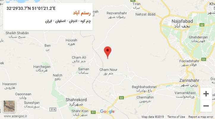 روستای رستم آباد بر روی نقشه